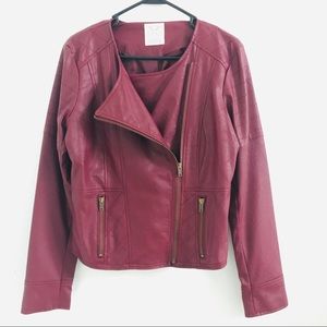 UO / Pins & Needles Faux Leather Oxblood Jacket
